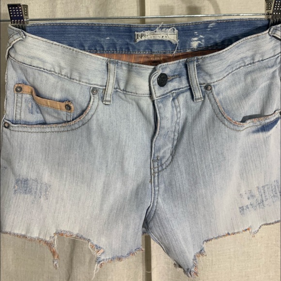 FREE PEOPLE Destroyed Denim Jean Shorts - Picture 2 of 6